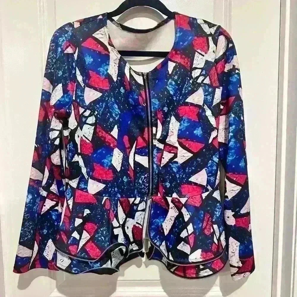 Window pain multicolor top blazer blouse